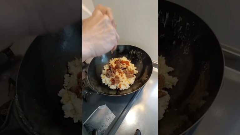 中華鍋で【牛ガーリックチャーハン】作ってみた♪#Shorts
