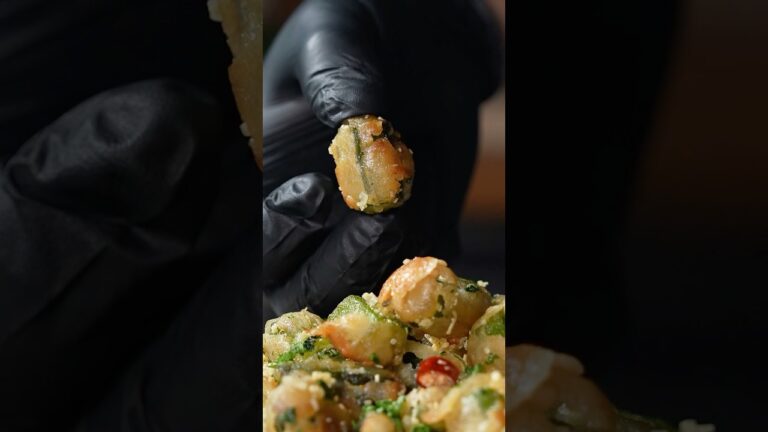 オクラは唐揚げにしてペペロンチーノ風に仕上げたら、優勝です【オクラぺぺ】 #shorts