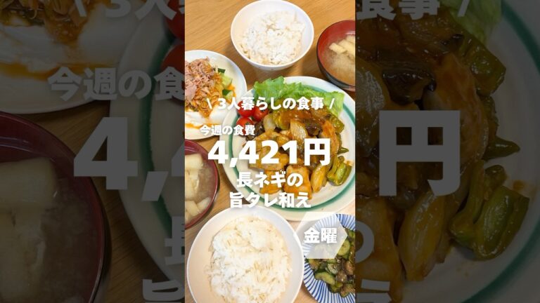 1週間4,500円で自炊する3人暮らしの食事/長ネギの旨タレ和えを作ったよ〜 #自炊 #shorts