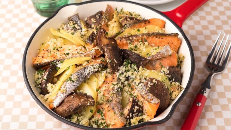 鮭とじゃがいもの香草パン粉焼き