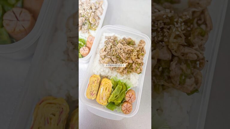 ネギ塩豚弁当🐷【タッパー弁当】【フライパン1つ】