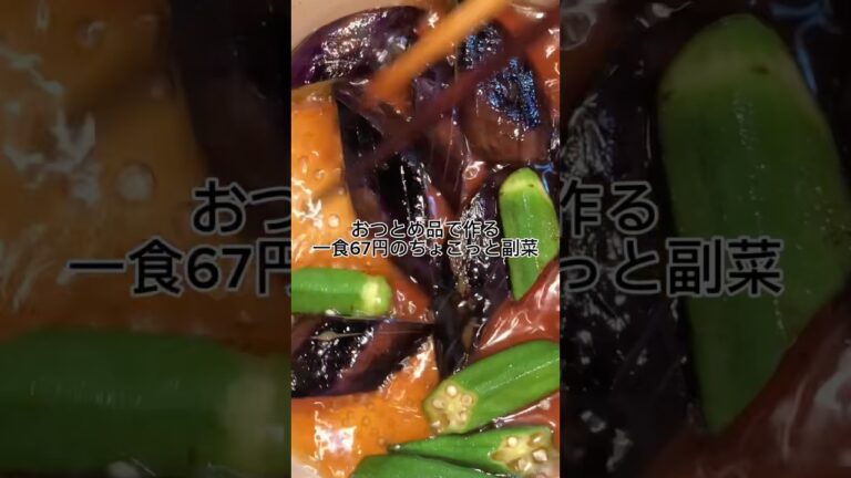 おつとめ品で一食67円の副菜作る #料理  #ナス　#オクラ