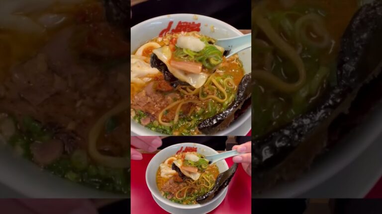 山岡家海苔に味玉包みたいむ元気魂#shorts旨辛スタミナラーメン【一人飯】【飯テロ】【暇つぶし】【ASMR】【ラーメン】