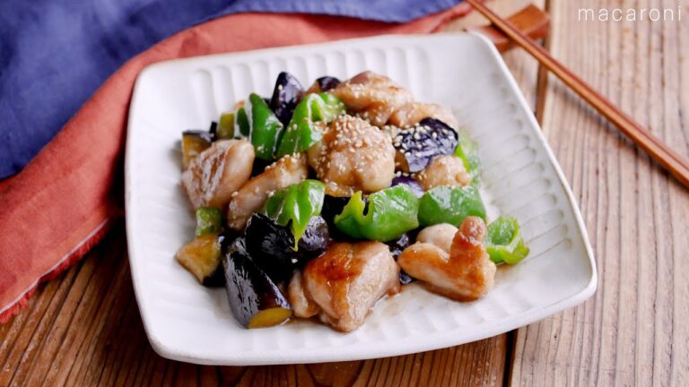 【鶏ももとなすとピーマンの甘酢炒め】甘酢と野菜、鶏肉が相性抜群♪