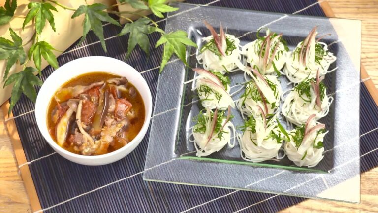 いっとこ！：ナスとトマトの冷アツつけそうめん
