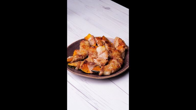 【おかずはこういうのでいいんよ】みんな大好き夏野菜を豚バラで巻いてみたッ / Pumpkin Pork Rolls #Shorts
