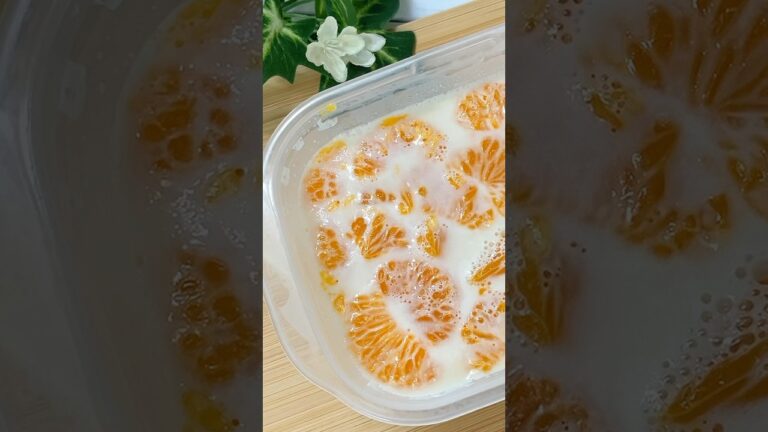 【材料4つ！】レンジで簡単★タッパーでつくるみかん牛乳プリン#shorts#牛乳プリンレシピ#牛乳プリンの作り方#牛乳プリン簡単レシピ