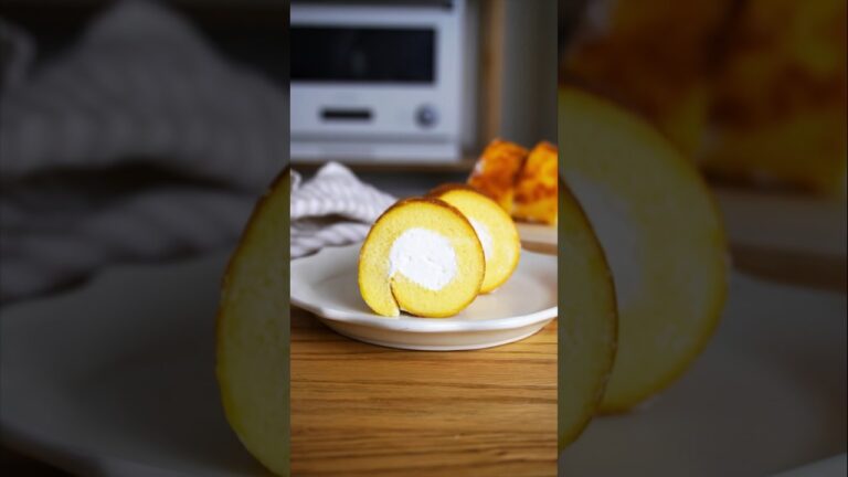 材料4つ！フライパンでロールケーキ作り方！ #food