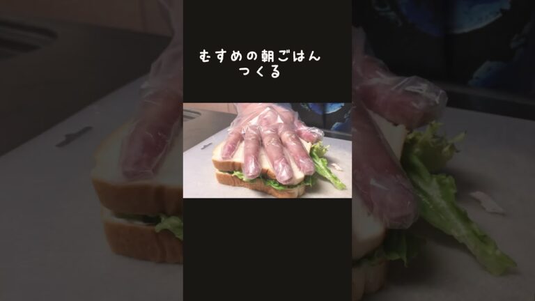 娘のリクエストで野菜もりもりサンドイッチ🥬🥬#サンドイッチ #チキン#リーフレタス