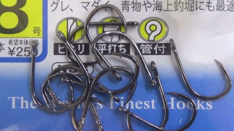 アオリイカ・ヤエン用釣り針のご紹介。カン付鈎を持ちやすく使いやすいように平面にしたオーナーカン付泳がせ。これを使い、より戻しを付けたのがガマカツ・ヤエンエサ掛鈎。