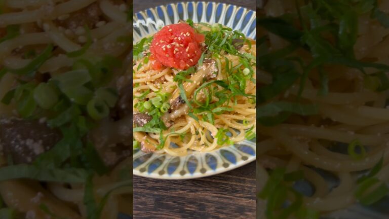 【簡単パスタレシピ】きのこと明太子のペペロンチーノ　#short  #ペペロンチーノ