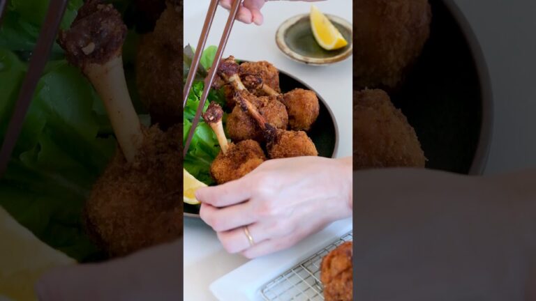 手羽先で作るチューリップ唐揚げをBRICKSのプレートＬグリーンに。