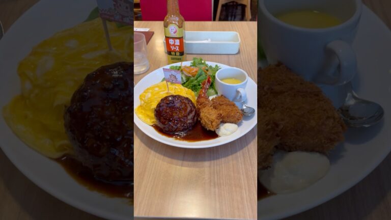 不二家【大人のお子様ランチ】ハンバーグ＆エビフライ#shorts #youtube #funny #short #youtubeshorts #グルメ #飯テロ #video #gaming