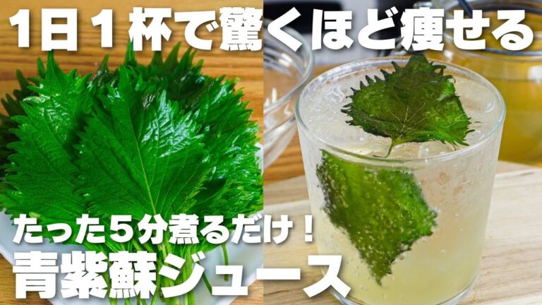 【材料3つ】1日1杯で痩せる。5分煮るだけ！青紫蘇ジュース作り方！【syun cooking】