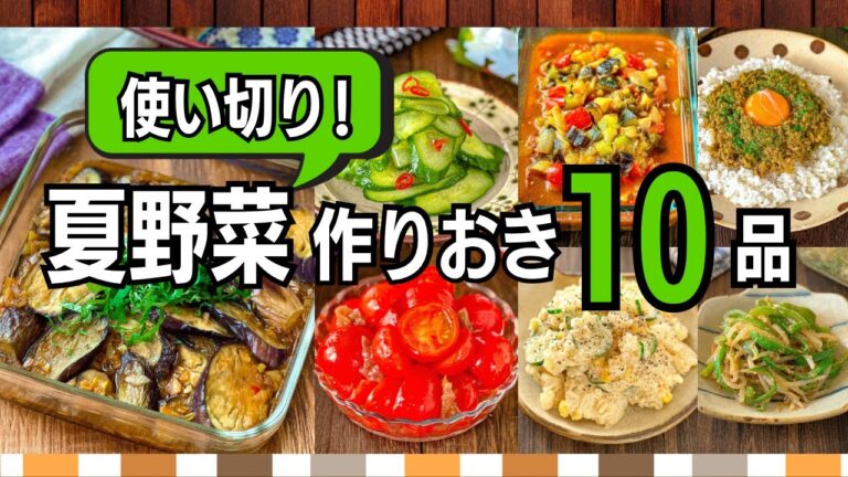 【作り置き10品】夏野菜をぜんぶ使い切り！きゅうり・なす・トマト・ピーマンで節約献立