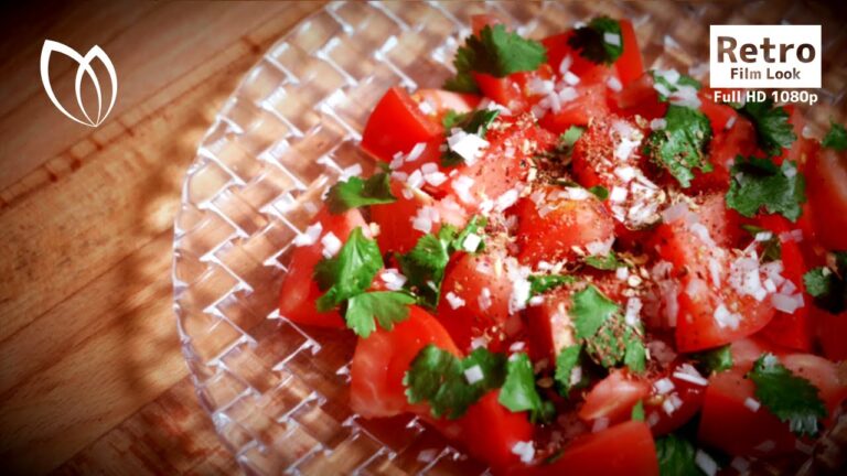 焦がし花椒の中華サラダ/言葉の壁がない料理動画 / レトロフィルム料理動画