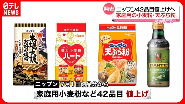 【ニップン】家庭用小麦粉や天ぷら粉など42品目を値上げへ  7月1日納品分から