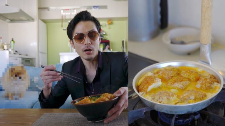 世界一かわいい犬に見つめられながらカレーパン丼を喰らう