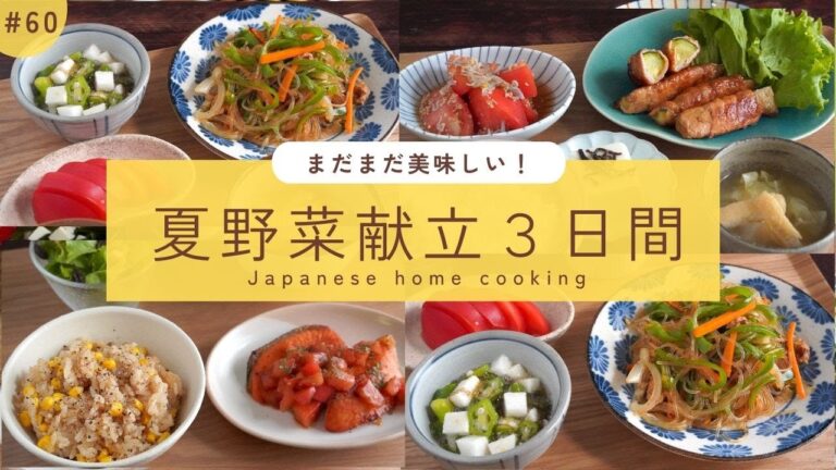 #60【3日間の夕飯献立】夏野菜レシピでレパートリーアップ！野菜が美味しい夏の晩ごはん