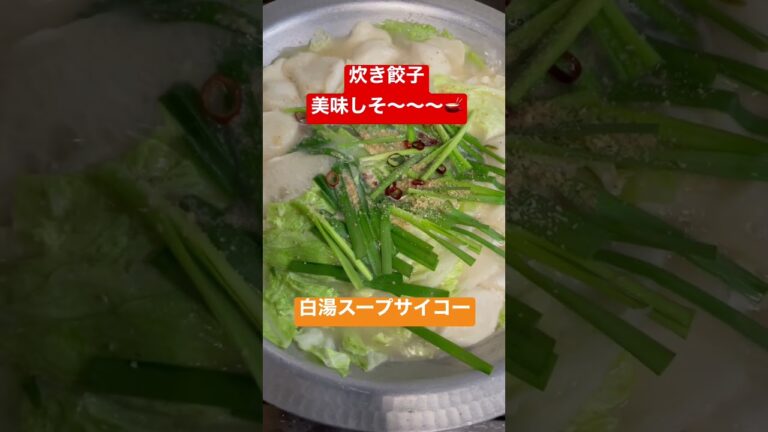 炊き餃子鍋作ってみた！#鍋 #餃子 #白湯スープ#タピオカ#水餃子 #