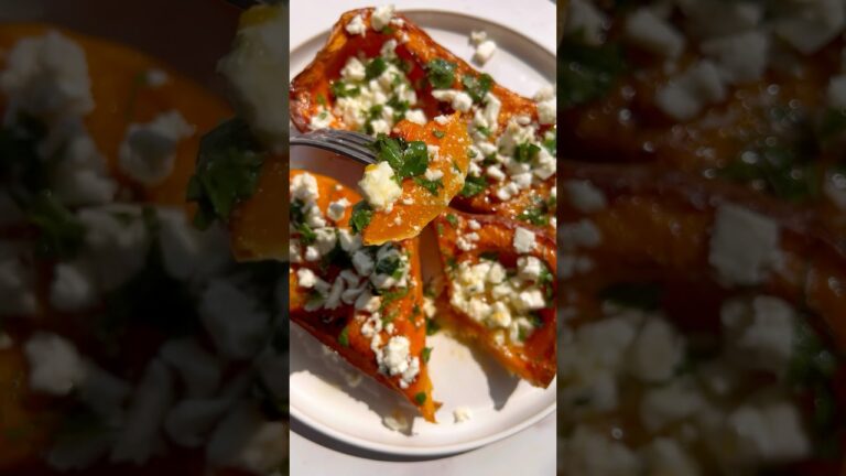 Baked Butternut Squash with Feta & Lemon Herb Dressing #autumnrecipes