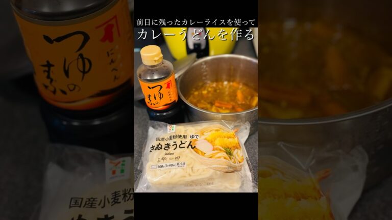 前日残ったカレーを使ってカレーうどんを作る　#料理 #カレーうどん #レシピ #レシピ動画