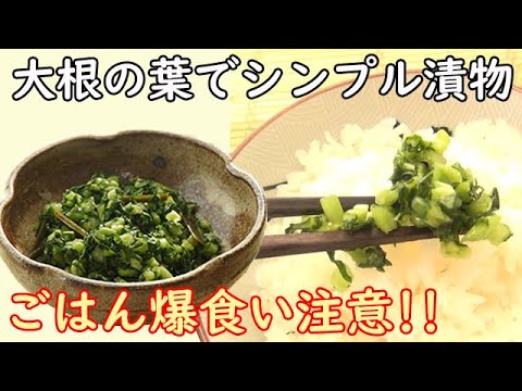 【大根の葉でシンプル漬物】ごはんの上にかけると最高！しみじみ美味しいお漬物です！料理 レシピ 簡単