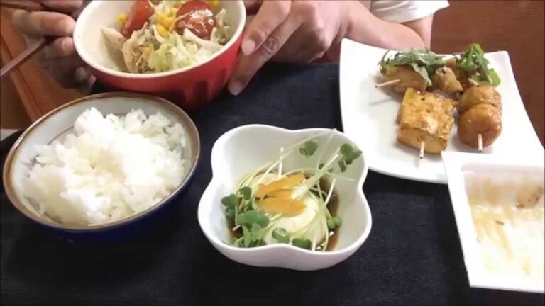 asmr　食べ動画　朝ごはん　和食　納豆＆ささみ梅しそ＆ゆず豆腐食べる　japanese okazu eating