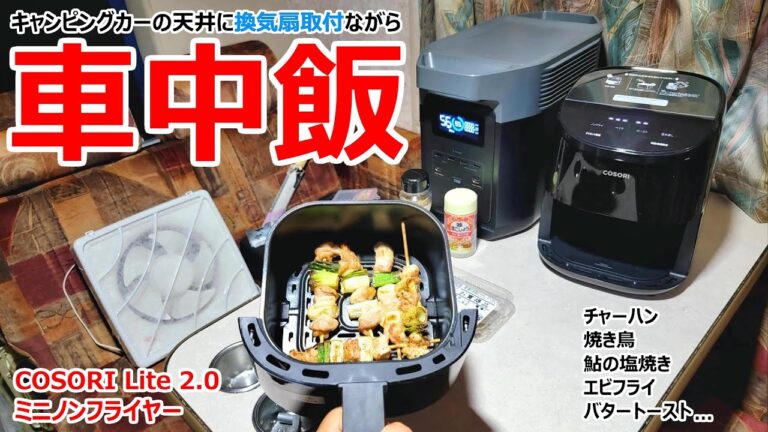 整備の合間に車内で火を使わずに焼き鳥や塩焼きを作って楽しむ車中飯【COSORI ノンフライヤーミニ2.0】