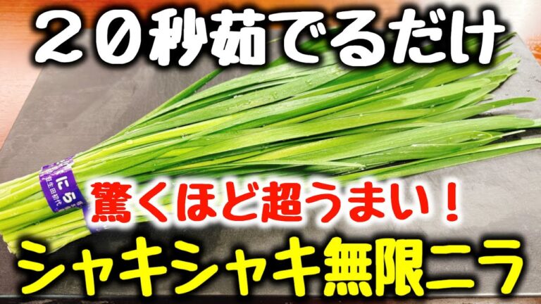 食材1つ【20秒茹でるだけ】“今まで食べたニラ料理で一番ビールとご飯がすすむ！”と何度も褒められた『シャキシャキ無限ニラ』食費節約／おつまみ／ダイエット／低糖質／腸活／作り置き／ラーメン、炒飯、豆腐◎
