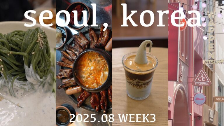 【韓国vlog】2025年8月最新！明洞・漢南・汝矣島・鉢山グルメ&カフェグルメ巡り！トゥンカルビ|韓牛|コングクス|屋台|チメク