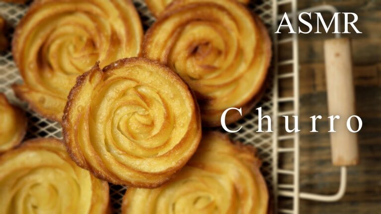 【ASMR】バラのようなチュロの作り方（レシピ）/How to make Churro  (recipe）｜カリッともちもち渦巻チュロス
