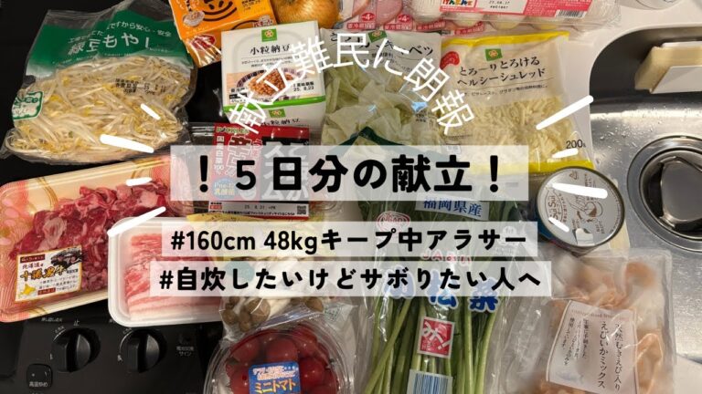 【5日分の献立】160cm 48kgアラサーOLの簡単体型維持ごはん