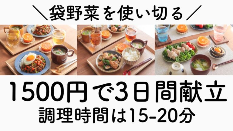 【3日間の献立】超時短で作れる節約晩ごはん#3