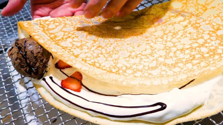 【愛媛発✨クレープ】パリパリ＆モチモチ！🦄世界初のキリンロボットが焼く新食感クレープ[巣鴨|Japanese dessert crepes]Delicious machine-baked crepes