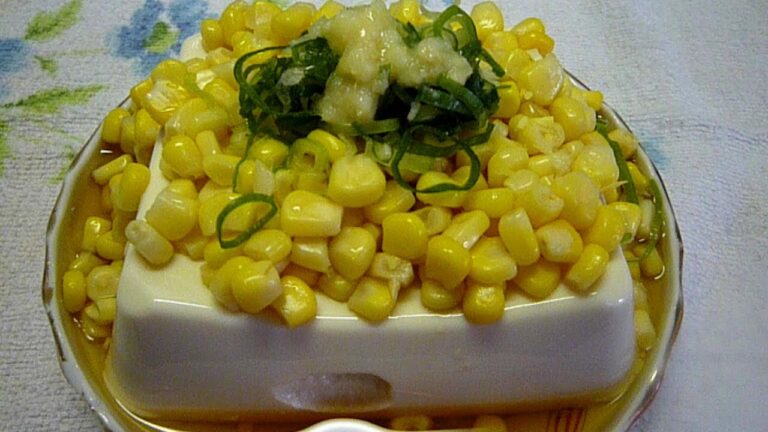 Sweet cold tofu/corn甘い冷奴・コーン 豆腐・簡単アレンジ料理レシピ 作り方