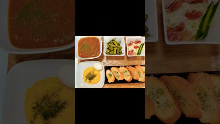 BIGMAMAチャチャッと夕御飯！昨日の残りのカレー🍛で！フランスパン焼き⤴️冷凍してたターメリックご飯！枝豆茹で胡麻油&🧄&ブラッックペッパー！野菜に生ハム入れ！食べるのも大好きBIGMAM♥️#猫