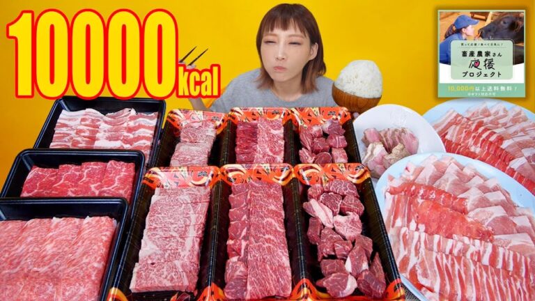 【大食い】しゃぶしゃぶ,焼きしゃぶ,焼肉を贅沢食い！高級黒毛和牛と南国スイート豚が美味しすぎ[畜産農家応援]アサヒ贅沢搾りプラス期間限定レモンとはちみつ[4kg] 10000kcal【木下ゆうか】