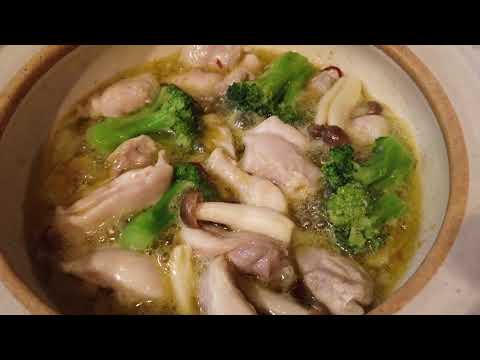 鶏モモとブロッコリーのアヒージョ