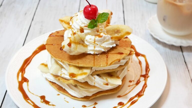 オートミールのキャラメルバナナパンケーキ Oatmeal caramel banana pancake