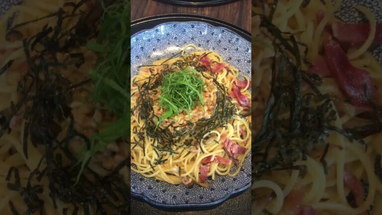 【パスタ】五右衛門の納豆とカリカリベーコンのスパゲッティ【グルメ】