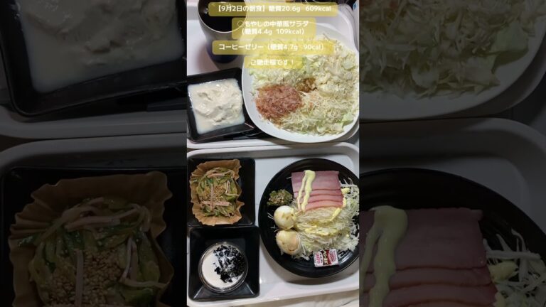 【9月2日の朝食】もやしの中華風サラダ（糖質4.4g  109kcal）他