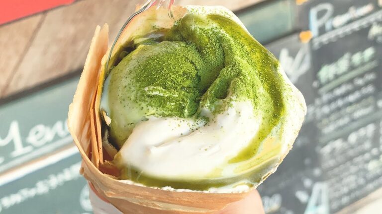 🦄「嵐にしやがれ」で紹介された💖サクサク生地にふわっと抹茶🍵がとけるクレープ [東京高円寺クレープ職人|Japanese ice cream crepes]Delicious matcha crepe