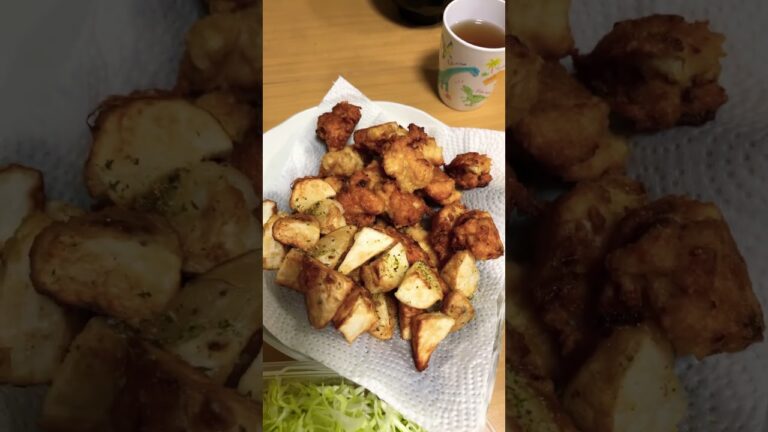 #味噌汁 #キャベツの千切り #長芋の唐揚げ #ナゲット #かぼちゃサラダ #キムチ