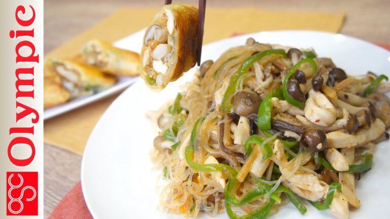 オリンピックの超簡単レシピ　★モランボン×美味赤どりー鶏ときのこのチャプチェ　モランボンの韓の食菜チャプチェと美味赤どり♪