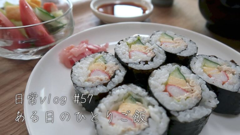 シニアひとりご飯#57｜食べにくいサンドイッチ｜波乱万丈なかっぱ巻き｜初めてのサラダ巻き｜