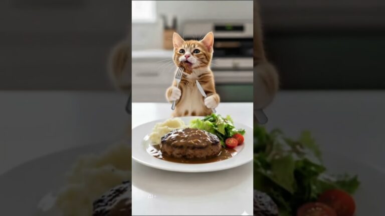 【RED×料理長】キッチンで本格ハンバーグにゃ Cute chef cat！ #猫