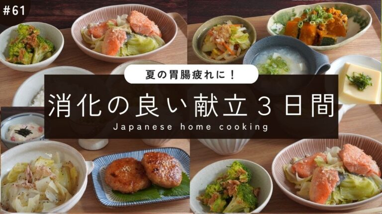 #61【3日間の晩ごはん献立】胃もたれしない！消化に良い夜ごはんレシピ