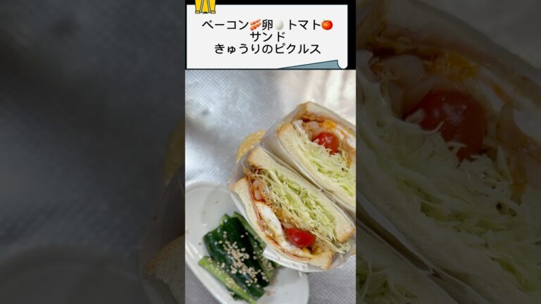 【サンドイッチ】ボリューム満点キャベツを入れたベーコントマト卵サンド#サンドイッチ #料理 #おうちごはん #自炊 #節約#山崎パン#ロイヤルブレッド