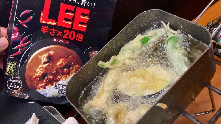 野菜の日だし、仕方なく夏野菜カレー天ぷらを揚げてハイボールをキメるだけの動画